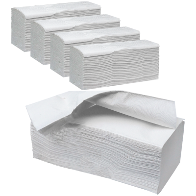 Prosoape de hartie pliate tip V-Fold, Sovio, 2 straturi, albe, 25X21 CM